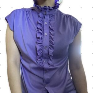 Purple Ruffle Mock Neck Top